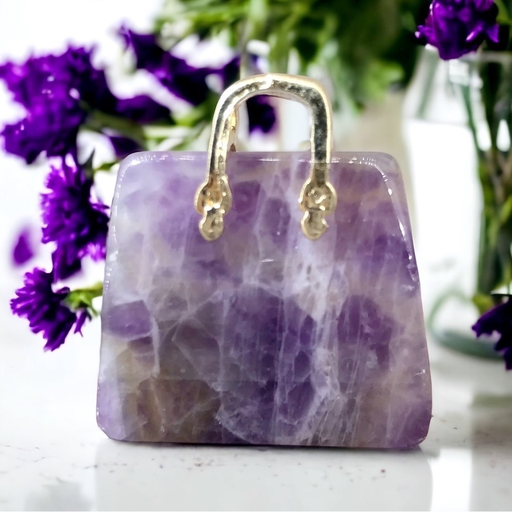 DREAM Amethyst Carved Crystal Handbag Purse